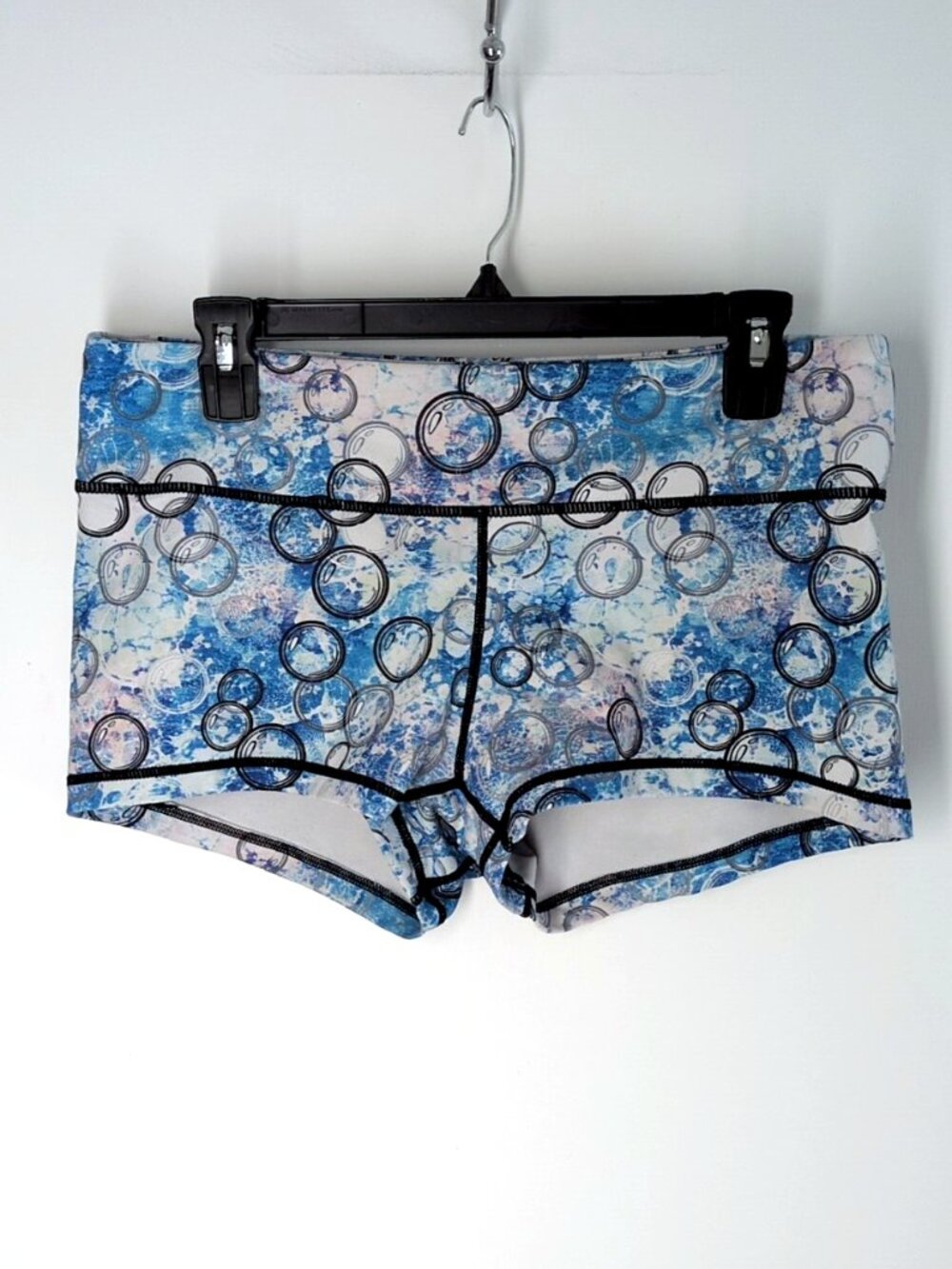 WODBottom bubbles print blue/white mid-rise 2.5" gym shorts XL crossfit
